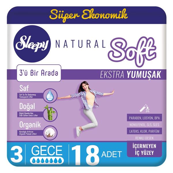 Photo de Sleepy Natural Soft Extra Soft Night (18 serviettes)